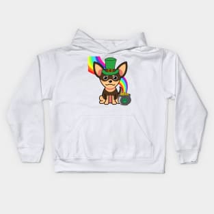 Cute chihuahua is a leprechaun Kids Hoodie